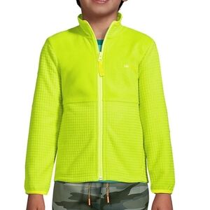Lands End Neon Yellow Green Fleece Zip Up Jacket